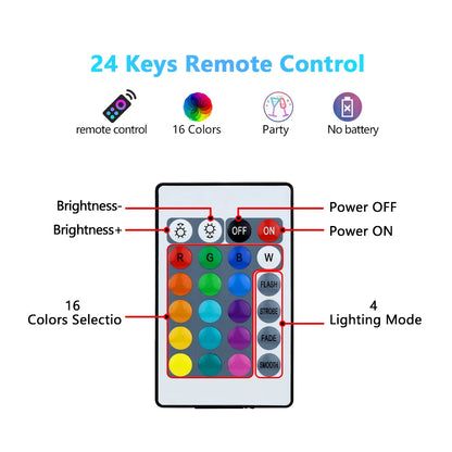 24 Key Remote Control Smart Lamp Atmosphere Light 16 Colors RGB Bulb LED Multicolor Bulb E27 220V Household Lighting Dimmable