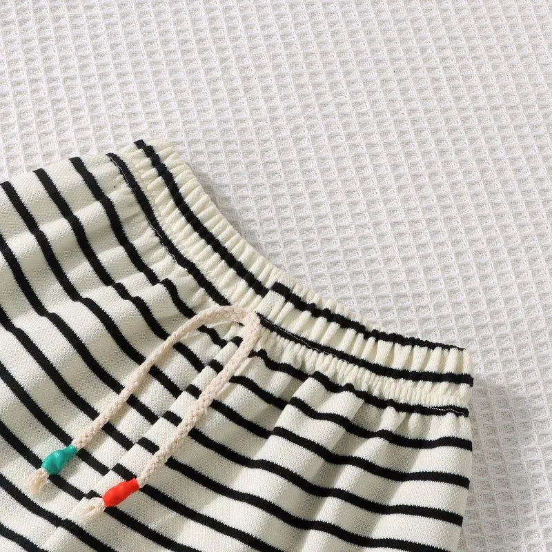 Summer Baby Boy Girls Clothes Set Children Stripe Tshirts and Shorts 2 Pieces Suit Kid Top Bottom Outfits Casual Tracksuits