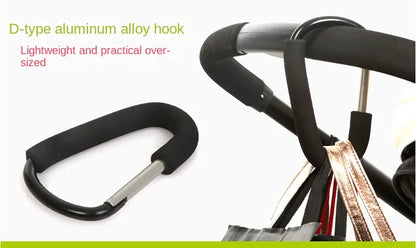 Baby stroller hook supermarket shopping hook large carabiner aluminum alloy large hook black size