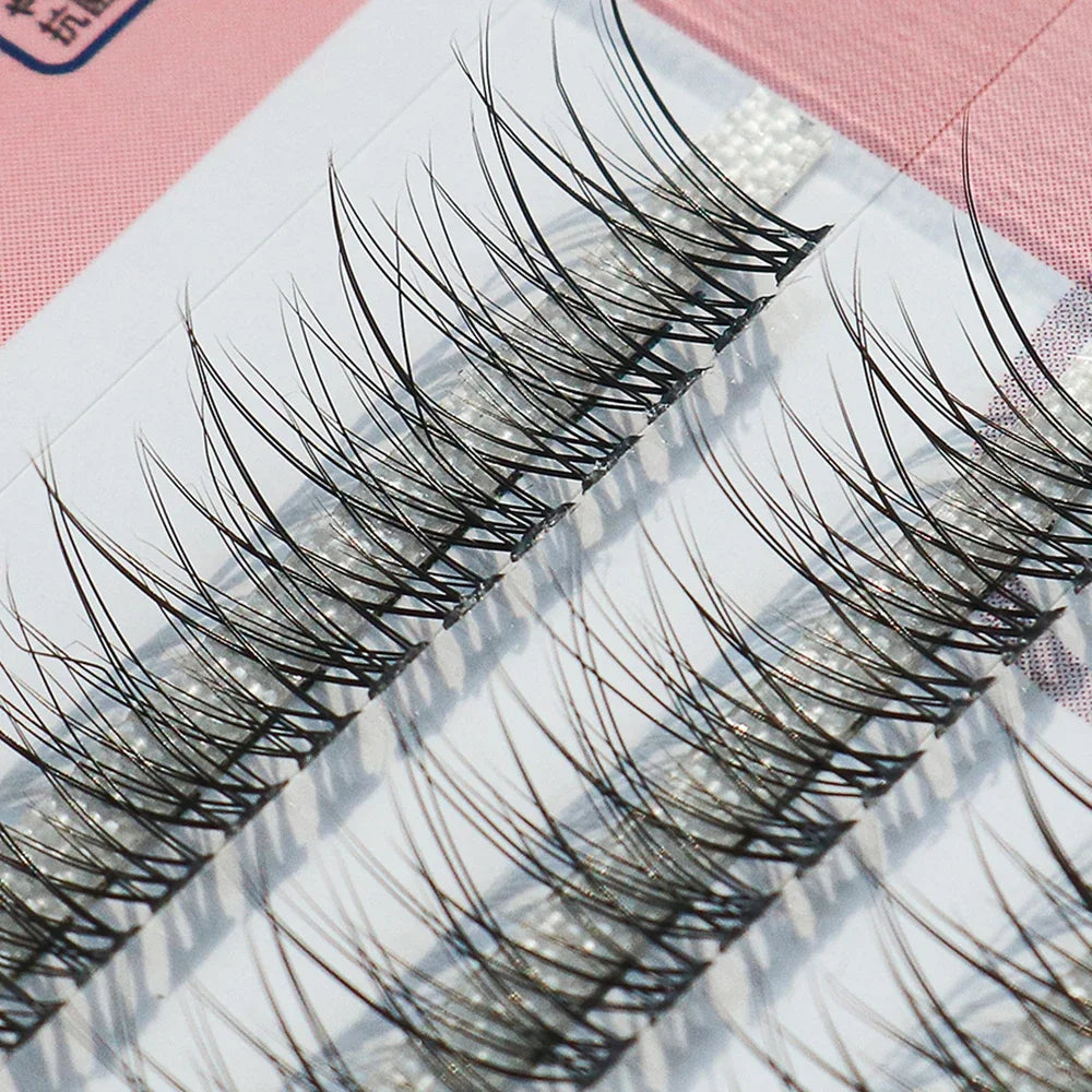 GLAMLASH A/M Natural Cluster Fishtail Type Dovetail Eyelash Extension Premade Volume False Grafted Thick Spikes Lash Soft Makeup