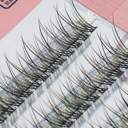 GLAMLASH A/M Natural Cluster Fishtail Type Dovetail Eyelash Extension Premade Volume False Grafted Thick Spikes Lash Soft Makeup