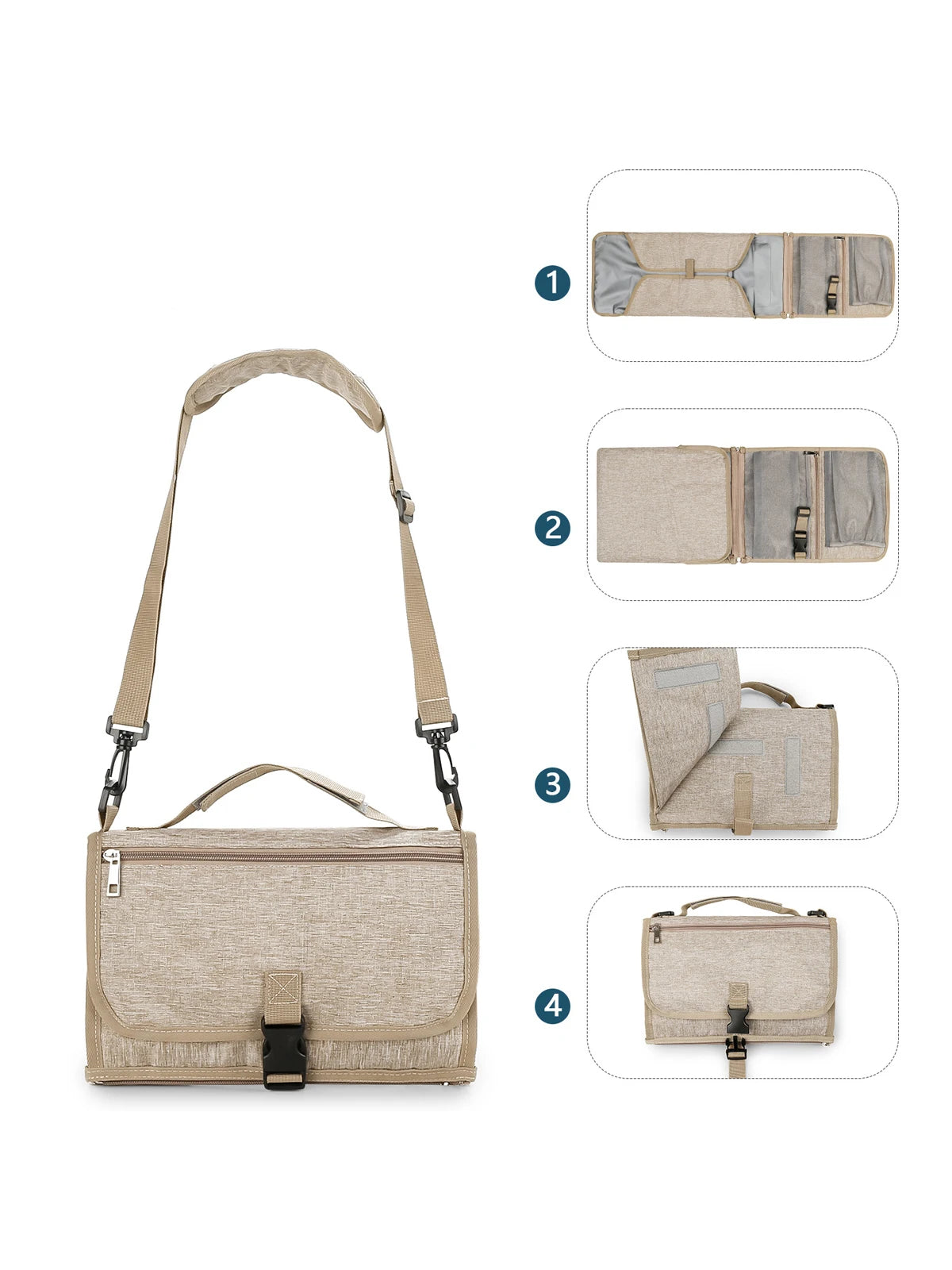 1pcs  Baby Diaper Pads Outdoor Travel Folding Waterproof Diapers Including Shoulder Strap Wet Wipes Pocket