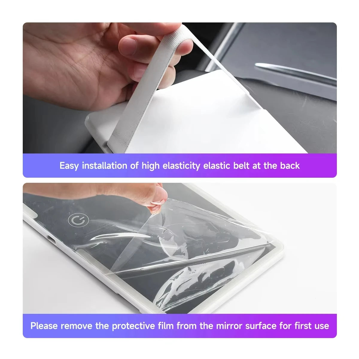 Car interior mirror, sun visor, LED high-definition makeup mirror, 3-mode touch screen adjustment,USBcharging,car makeup mirror