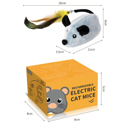 Interactive Plush Cat Toy with Sound & LED Light USB Rechargeable Steerable & Obstacle Avoidance for Indoor Cats