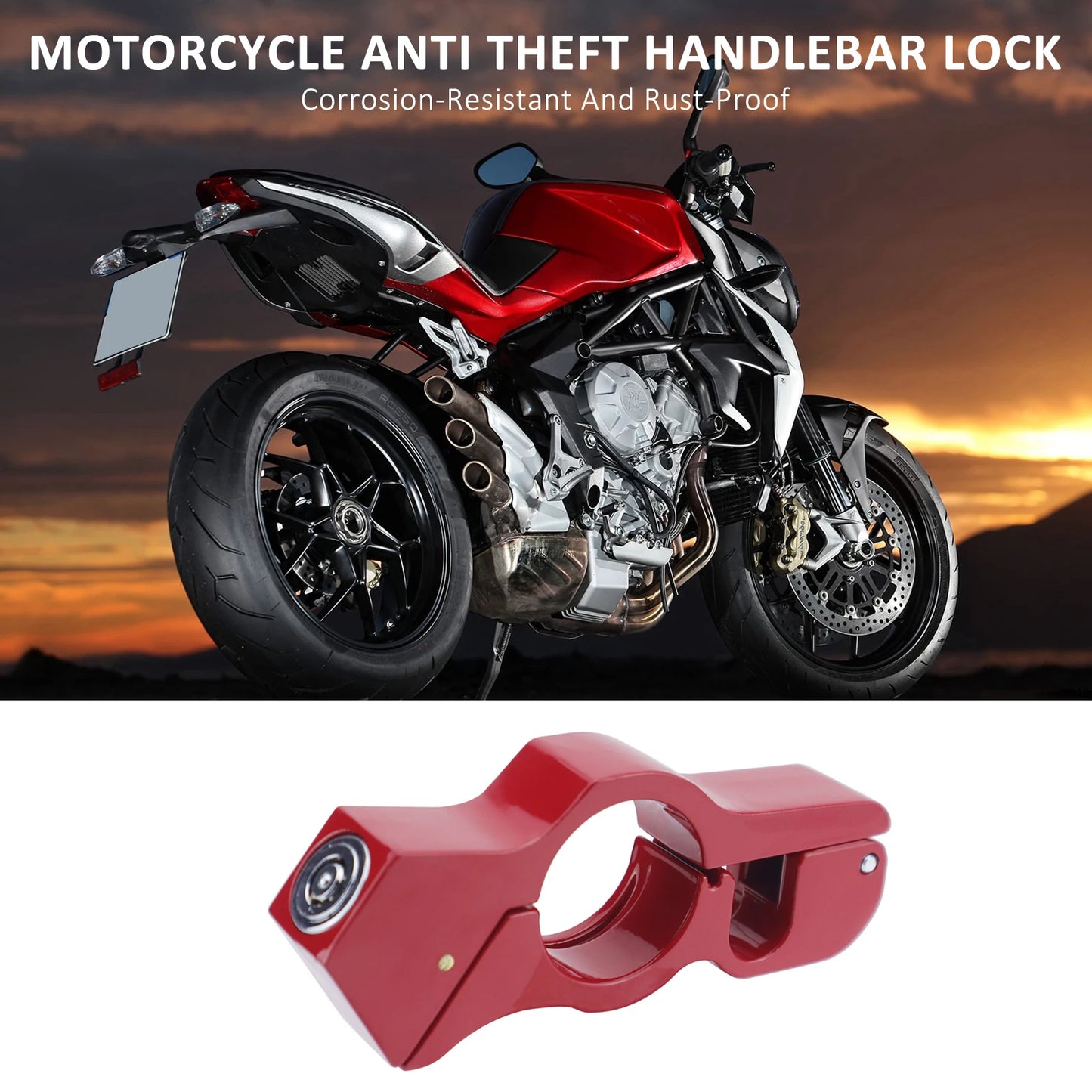 Motorcycle Grip Lock, Heavy Duty Anti Theft Helmet and Brake Lock Secures Bike, Scooter, Moped, ATV Brake Lock