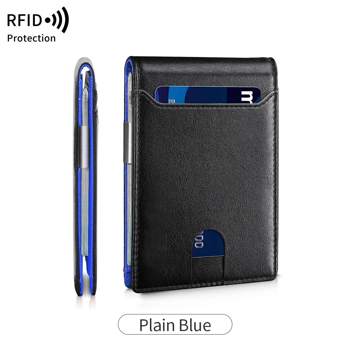 RFID Blocking Carbon Fiber Wallet- Ultra-Slim Bi-Fold Credit Card Holder with ID Window, Portable Front Pocket Money Clip