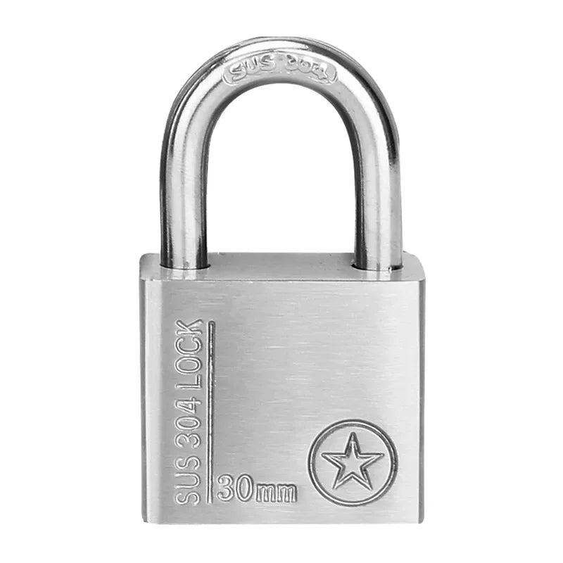 304 Stainless Steel Padlock Cabinet Outdoor Lock Head Furniture Lock Waterproof Rust-Proof Door Lock  with 4 keys
