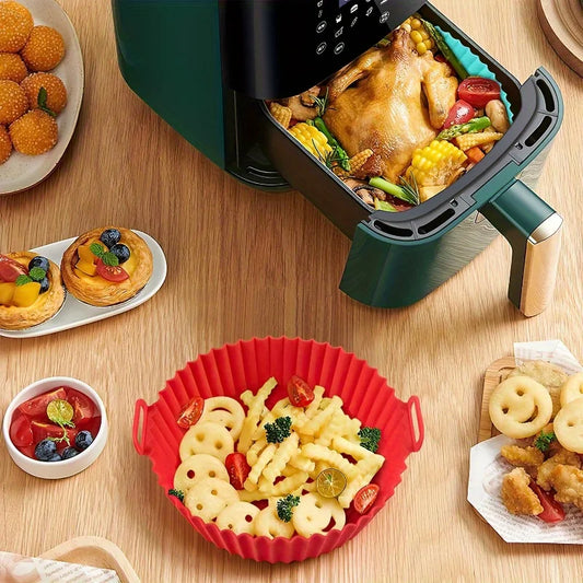 Reusable Silicone Air Fryer Liners Non-Stick Food-Safe Silicone Pot Silicone Air Fryer Liners Food Safe Non Stick Air Fryer Bask