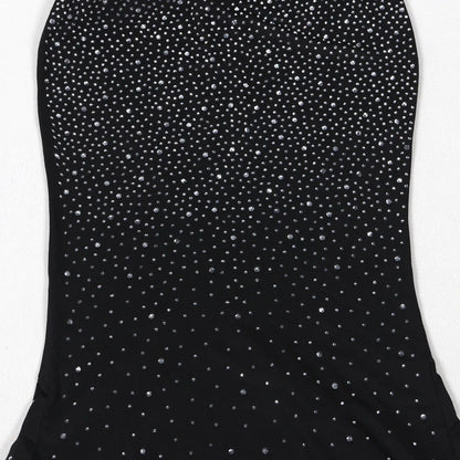 CM.YAYA Diamonds Hot Rhinestones Strapless Women Sleeveless Long Dress 2025 Spring Birthday Party Evening Prom Maxi Dresses