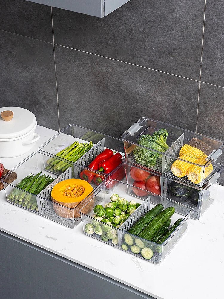 Fridge Organizer Stackable Refrigerator Organizer Bins with Lids Clear Fruit Storage Containers Freezer Pantry Kitchen Boxes