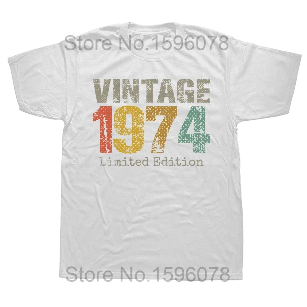 Vintage 1974 Limited Edition Cassette T Shirt Harajuku 50th 50 Years Old Birthday Party Retro Tshirt mens Clothes