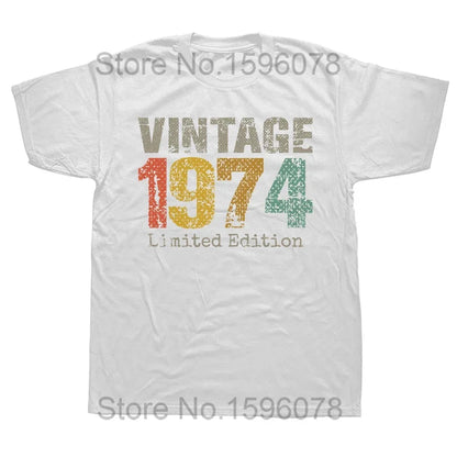 Vintage 1974 Limited Edition Cassette T Shirt Harajuku 50th 50 Years Old Birthday Party Retro Tshirt mens Clothes