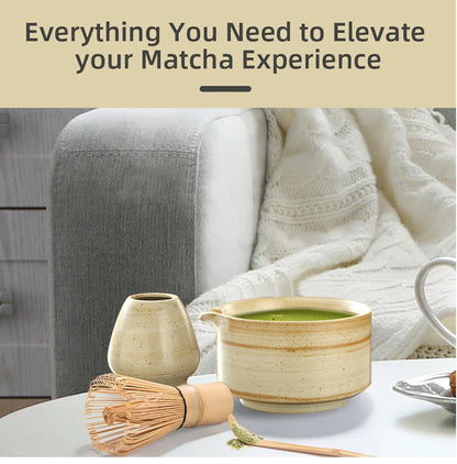 Matcha Set Japanese Tea Set Includes Matcha Bowl with Spout Matcha Whisk Holder Bamboo Matcha Whisk and Scoop Ceramic Matcha Kit