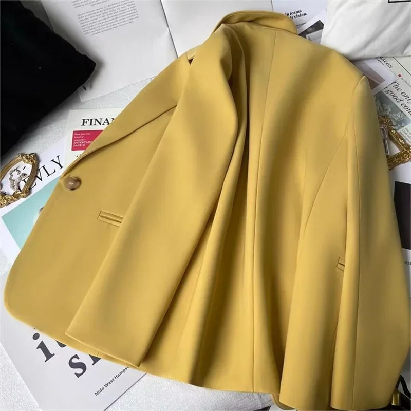 Office Lady Elegant Single Button Blazer Women New Autumn Long Sleeve Slim Jackets Casual Chic Tops Coats Outerwears Female