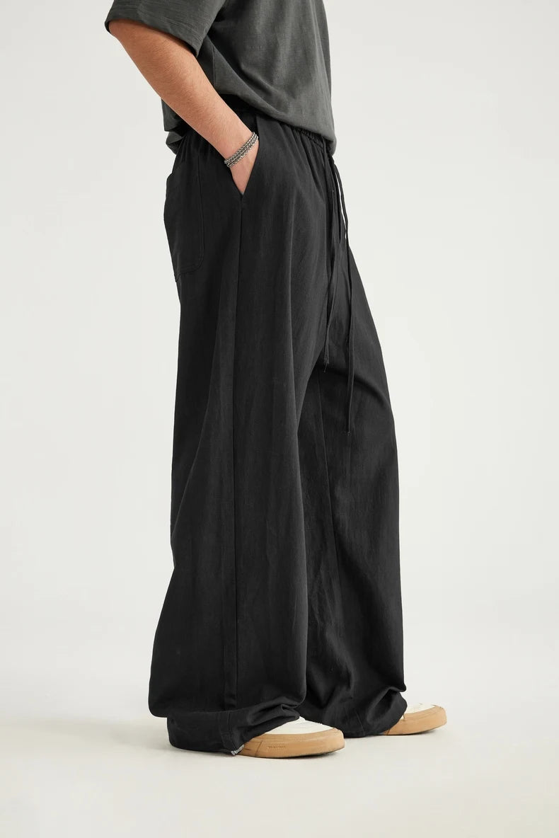 INFLATION Bamboo Cotton Linen  Wide Leg Pants 2024 Spring Summer All-match Casual Mens Trousers