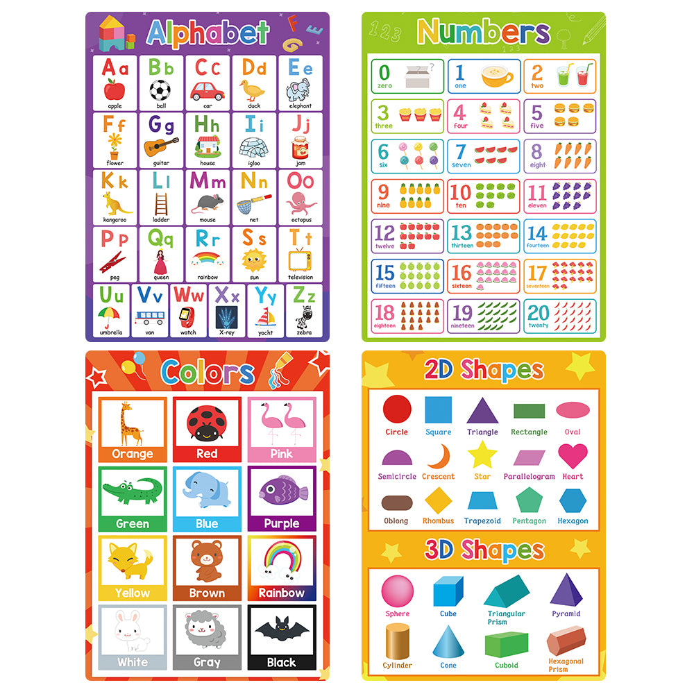 Educational Posters for Preschool Kids English Words Learning Charts Teaching Aids Classroom Decoration Big Card Montessori