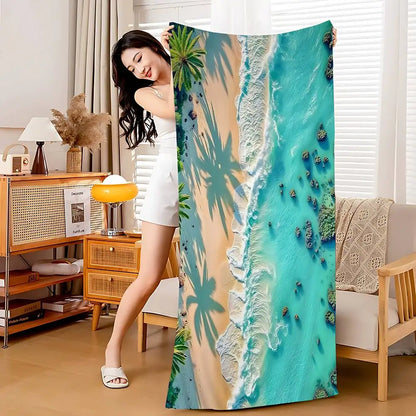 Beach Ocean Wave Anime Beach Swimming Towel Soft Absorbent Washcloth Children's Gifts For Kids Travel Camping Gym