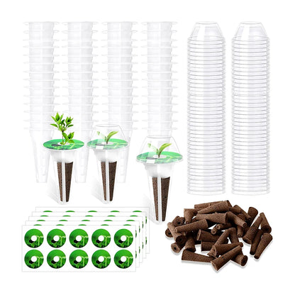 Fully-Loaded 25/121pcs Hydroponic Gardening Kit with Grow Baskets, See-through Insulation Lids, Sponges, and Labels