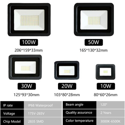 LED Flood Light 10W 20W 30W 50W 100W AC220V Outdoor IP68 Waterproof Reflector Spotlight Street Light Wall Lamps Garden Lighting