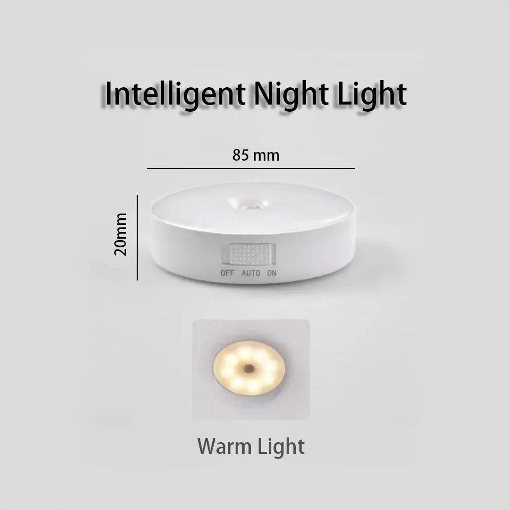 LED Smart Human Body Sensor Night Lamp Emergency Automatic Lighting USB Charging Wireless Magentic Suction Use Night Light