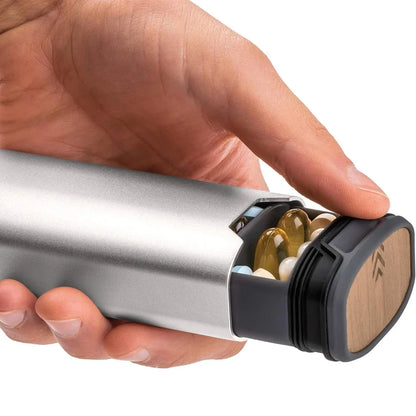 1Pcs 7 Day Weekly Pill Organizer,Premium Stylish Aluminum and Wood Large Capacity Pill Box for Supplements,Vitamins and Medicine