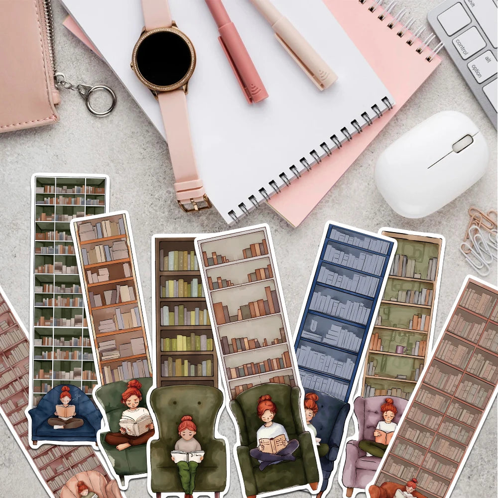 30pcs Bookcase Reading Bookmarks Decoration Cards School Stationary Supplies DIY Aesthetic Bookmark Students Creative Gifts