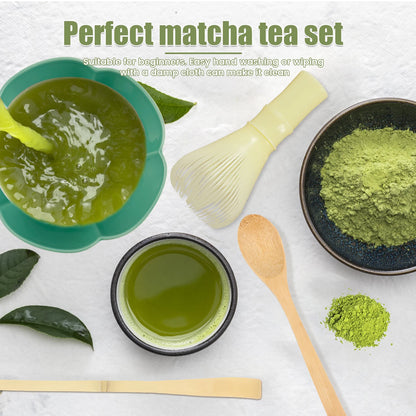 4Pcs Japanese Matcha Tea Set for Beginners Matcha Making Starter Kit with Matcha Whisk Tea Scoop Reusable Bamboo Matcha Whisk