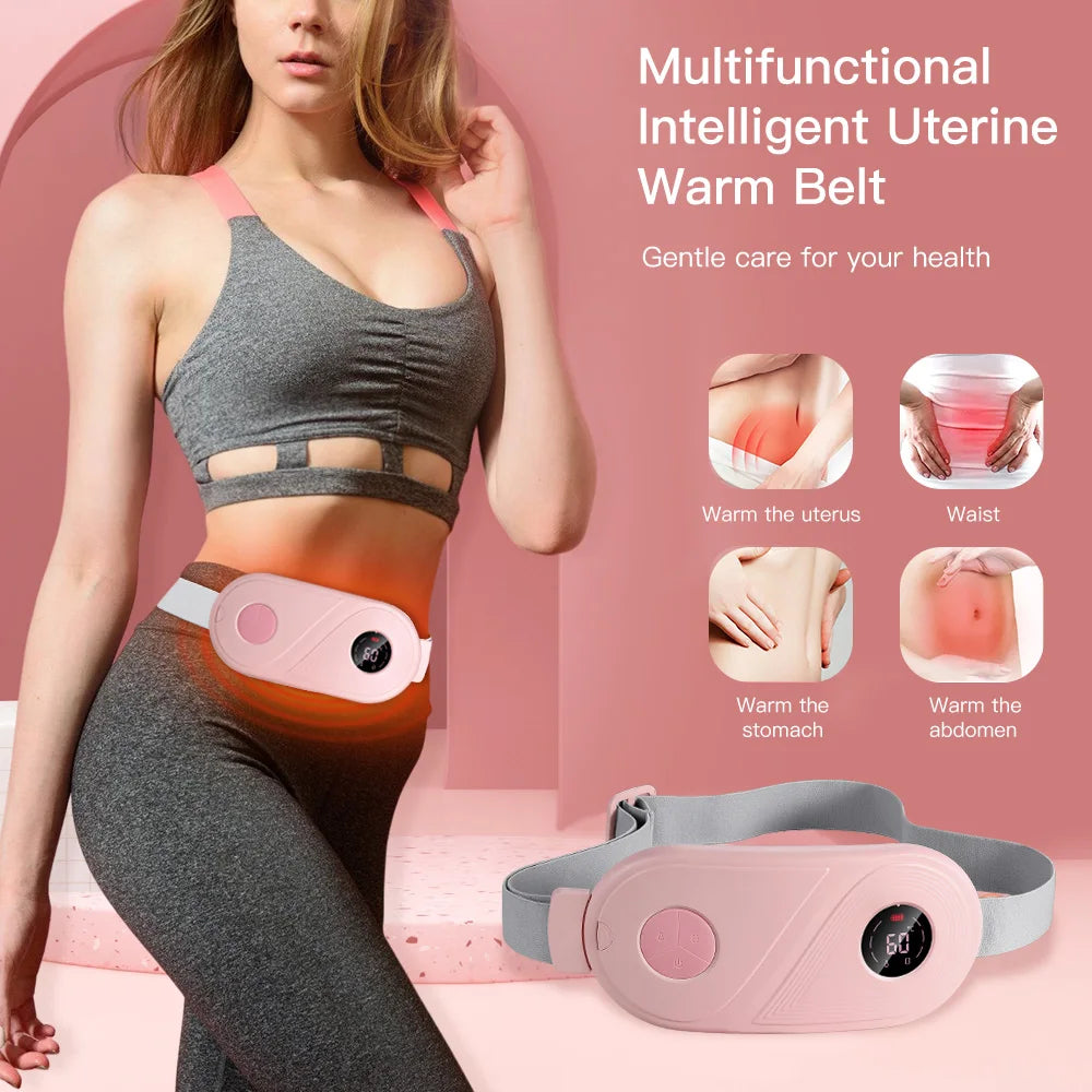 Electric Warm Uterine Cramp Massager Vibrator Heating for Menstrual Relief  Waist Massager Belt Care Waist Stomach for Women