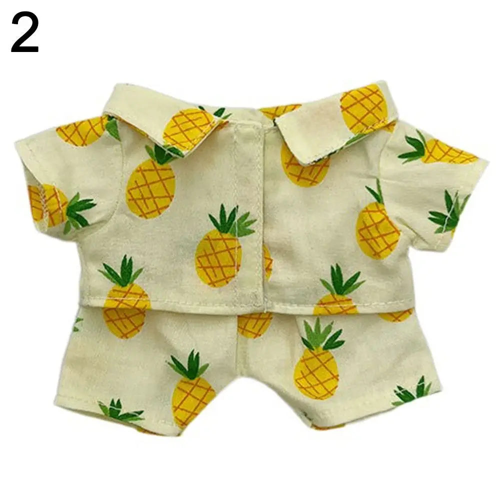 20CM Plush Doll Clothes Suit Fruit Animals Printing Lapel Shirt Pants Casual Wears Cotton Stuffed Toys Idol Dolls Accessories