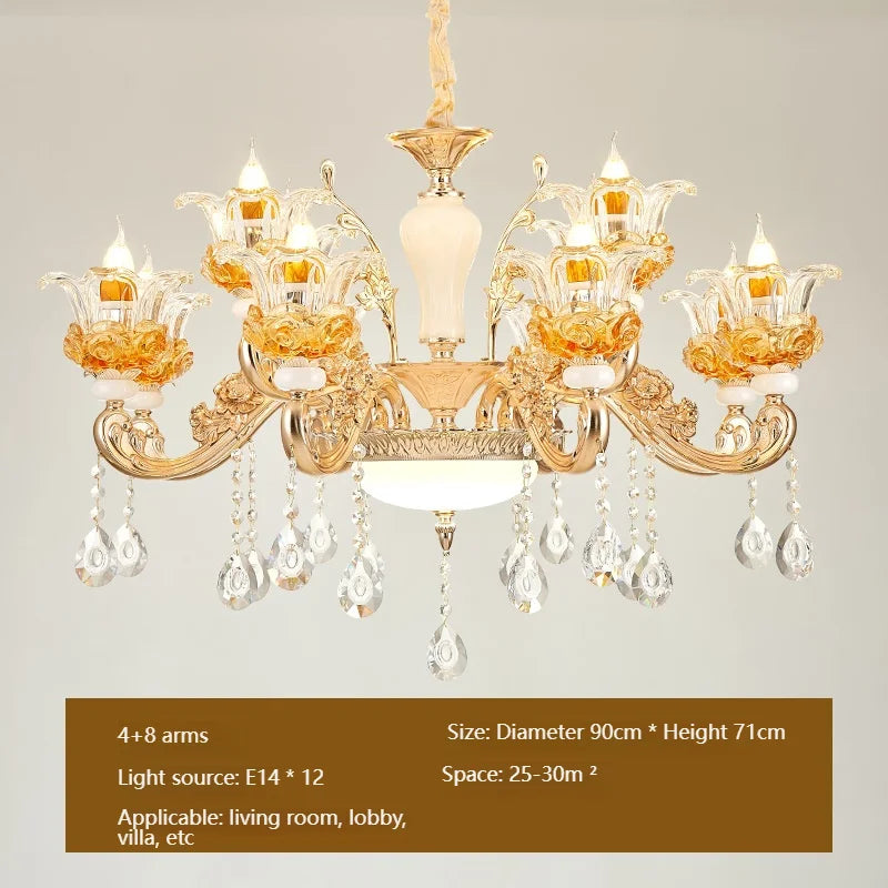 Flower Glass Lampshade Crystal Pendant Lamp Living Room Dining Room Bedroom Hall Villa New Design Hot Sale Decorative Chandelier