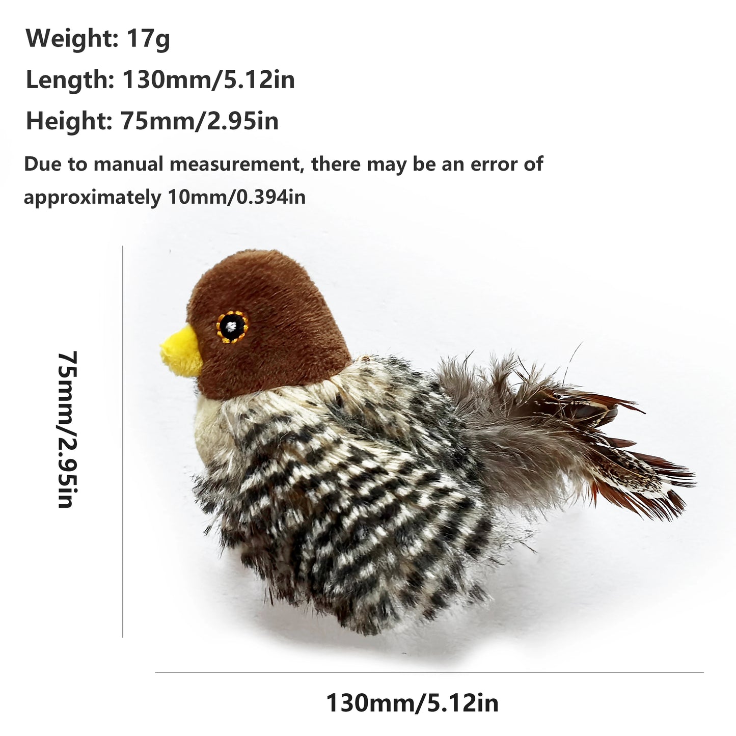 Interactive Cat Toys Electric Squeaky Simulation Bird Plush Cats Pets Teasing Toys with Feather Catnip Kitten Chirping Bird