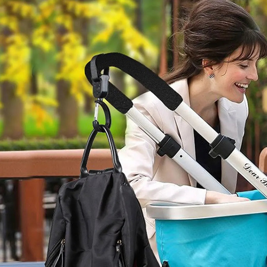 2 Pieces of 360 Degree Rotating Hooks for Baby Carriers Rotating Hanging Bags Handcarts Storage Bags Nylon Woven Straps Hooks