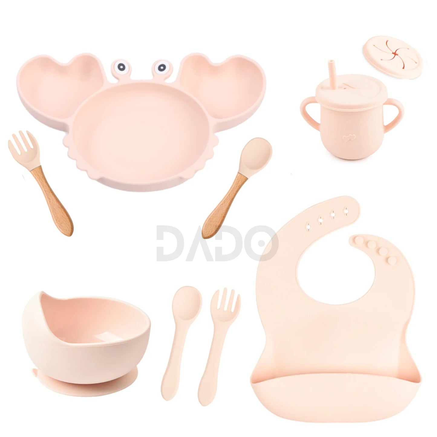 Customized Baby Silicone Feeding Set with Suction Cup Personalized Name Dish Divided Plate Bowl Spoon Cute Kid Eating Tableware