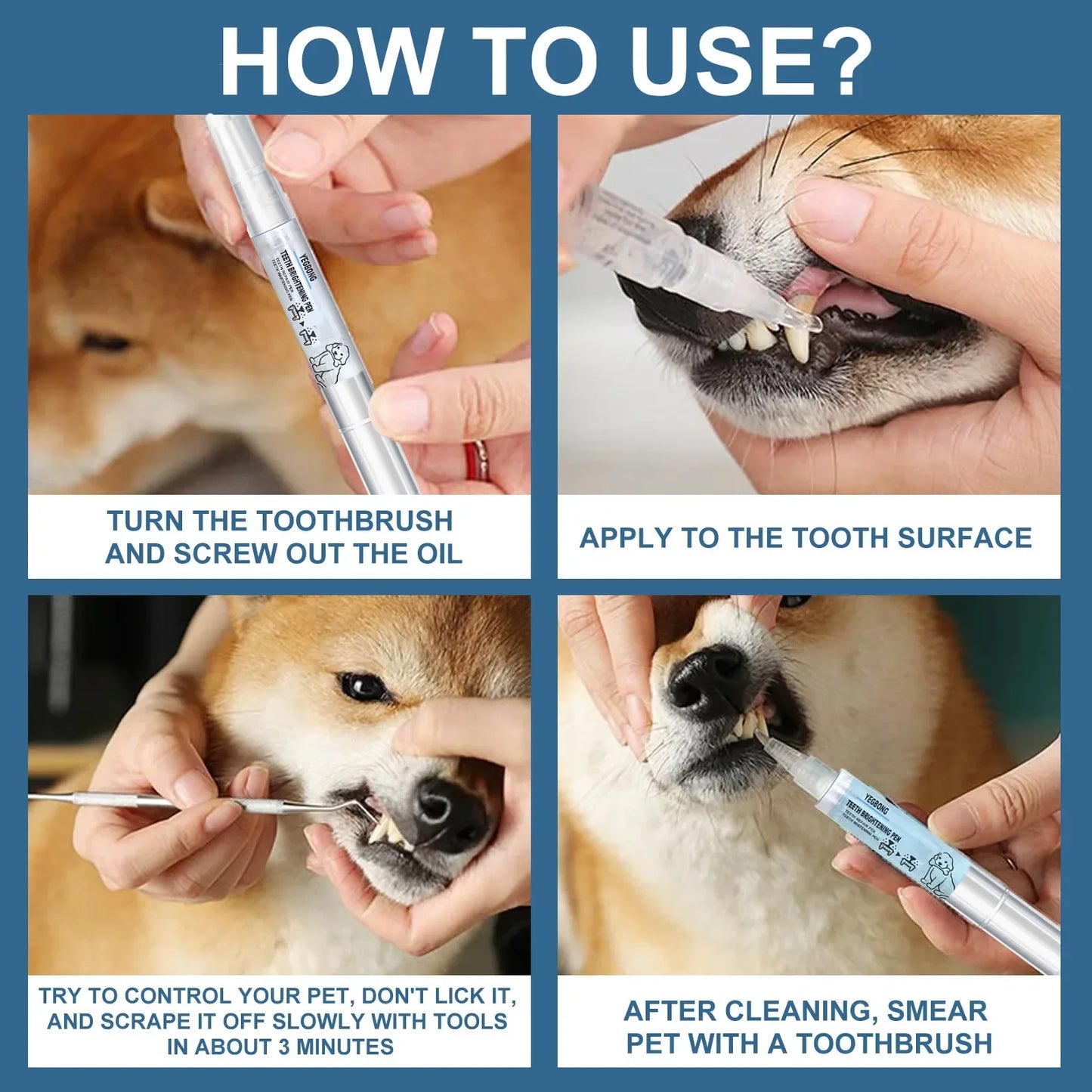 Pet Teeth Cleaning Pen for Dogs and Cats, Tartar and Plaque Cleaning Tools for Cats and Dogs, Pet Teeth Cleaning Pen