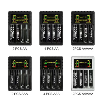 4 Slot Battery Charger For AAA/AA Rechargeable Batter Charger With LED Indicator Charger Cable For AA/AAA Ni-MH/Ni-Cd Batteries