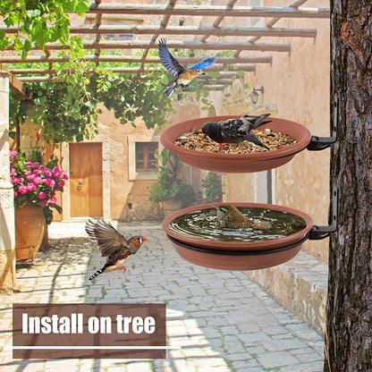 2 layer Bird Feeding Trays Wall Hanging Tree Mounted Bird Bath Spa Foldable Multifunctional Feeders for Garden Balcony Railing