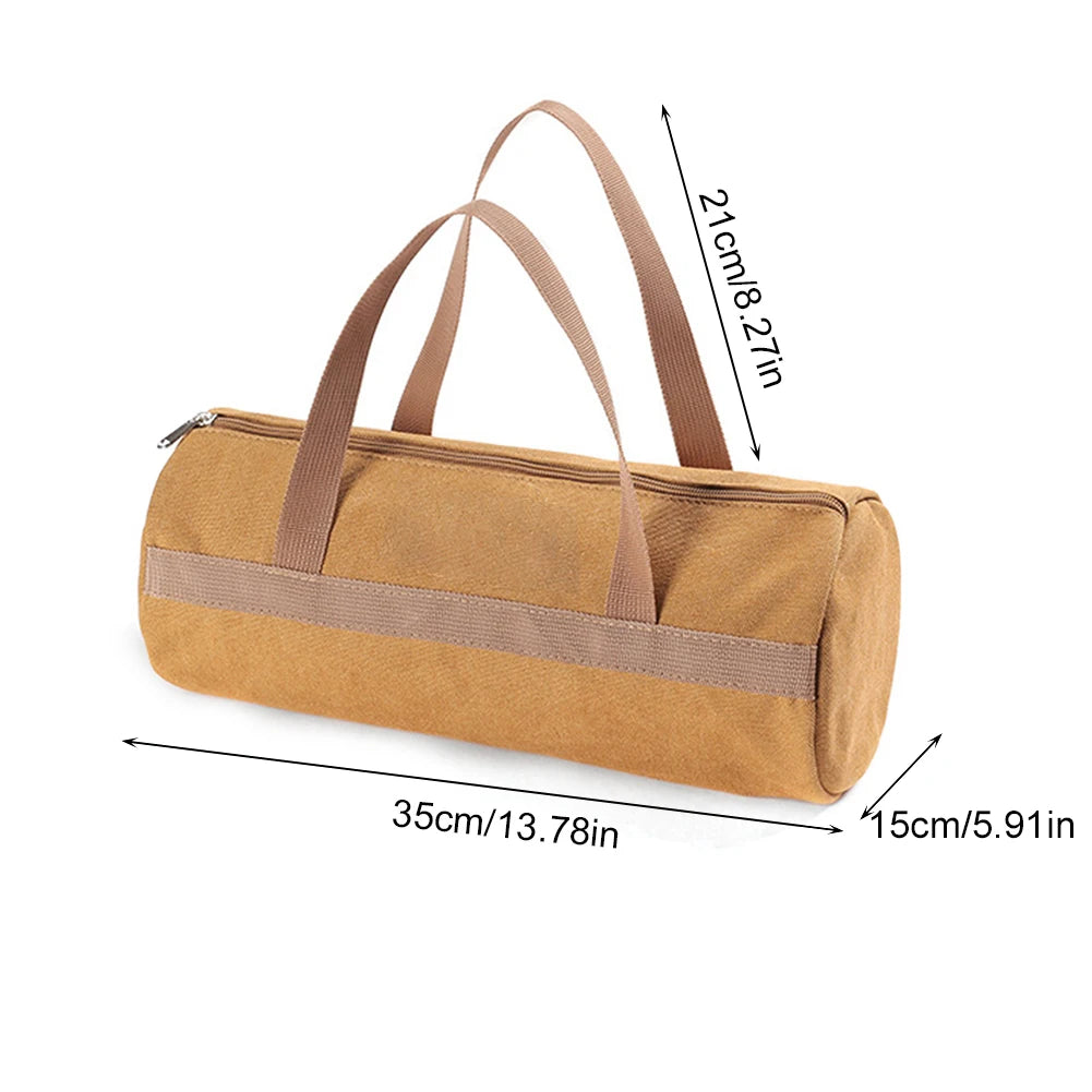 Camping Tools Storage Bag Large Capacity Cylinder Tent Stake Bag Portable Utility Tool Handbag Lightweight for Outdoor Camping