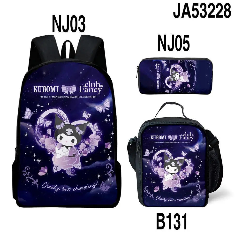 Sanrio Kuromi Backpack Sanrio Backpack Pencil Bag Student School Bag Primary and Middle kawaii Cartoon School Bag Mochila