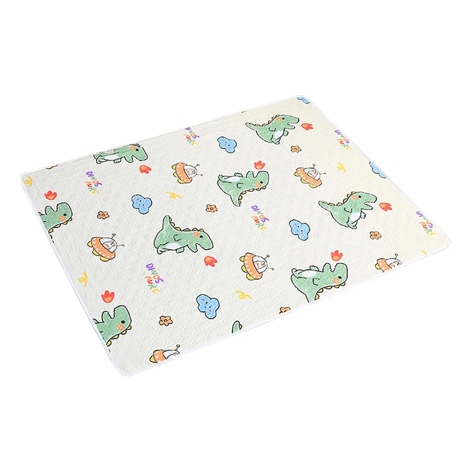 80x120cm 4 Layer Cartoon Dino Heart Diapering Mat Waterproof Washable Changing Pads for Night and Menstrual Protection Baby Care