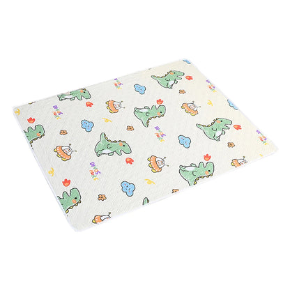 80x120cm 4 Layer Cartoon Dino Heart Diapering Mat Waterproof Washable Changing Pads for Night and Menstrual Protection Baby Care