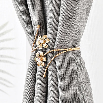 1PC Light Luxury Double Flower Curtain Buckle Gold Silver Curtain Holder Metal Curtain Strap Modern Minimalist Curtain Clip