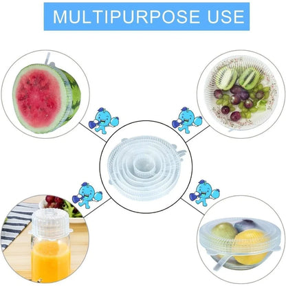 6pcs Silicone Elastic Lids Reusable Stretchable Round Food Lids Suitable for Various Food Containers Microwave/dishwasher Safe