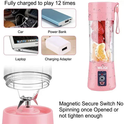 Portable Mini Blender for Shakes and Smoothies Rechargeable USB 380ML Traveling Fruit Juicer Cup Hand Fruit Blender Juicing Cup