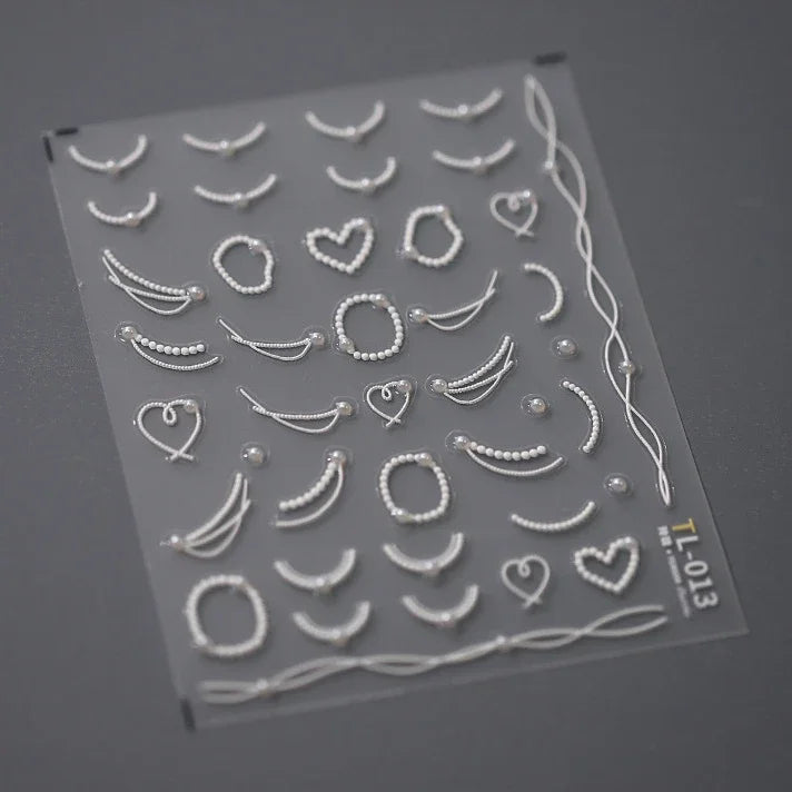 5Dquality pearl thread curtain nail art stickers French line decorative nail art stickers art slider decals nail art accessories