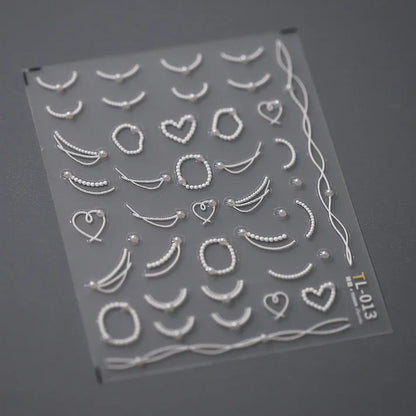 5Dquality pearl thread curtain nail art stickers French line decorative nail art stickers art slider decals nail art accessories