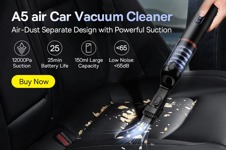 Baseus A5 Air Car Vacuum Cleaner 2-in-1 Powerful Wireless Cleaner Strong Suction Handheld Car Cleaning Portable Home Appliance