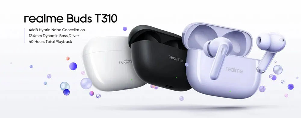 Global Version realme Buds T310 True Wireless Earphone 46dB Active Noise Cancelling TWS Earphone Bluetooth 5.4 For realme phone