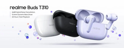 Global Version realme Buds T310 True Wireless Earphone 46dB Active Noise Cancelling TWS Earphone Bluetooth 5.4 For realme phone