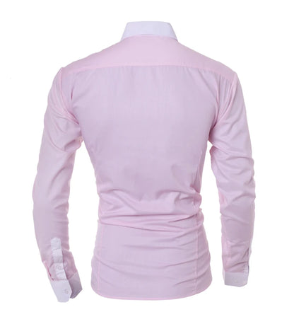 Men Long Sleeve Shirt 2025 Spring Striped Shirts Slim Fit Male Casual Social Patchwork Shirt Turn-down Collar Camisa Masculina