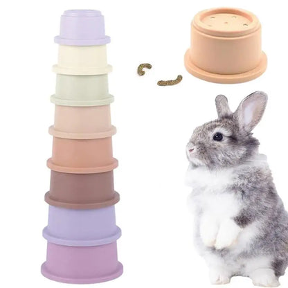 Bunny Stacking Cups 8Pcs  Stacking Cups Toy Multi Colored Reusable Snack Cups Playing Bunny Accessories for Bunny Hamster